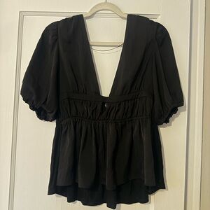 Dolan Black Deep V-Neck Blouse